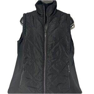 Made For Life Women's Black Vest‎ Pockets Zip Up Front Quilted Size L Large